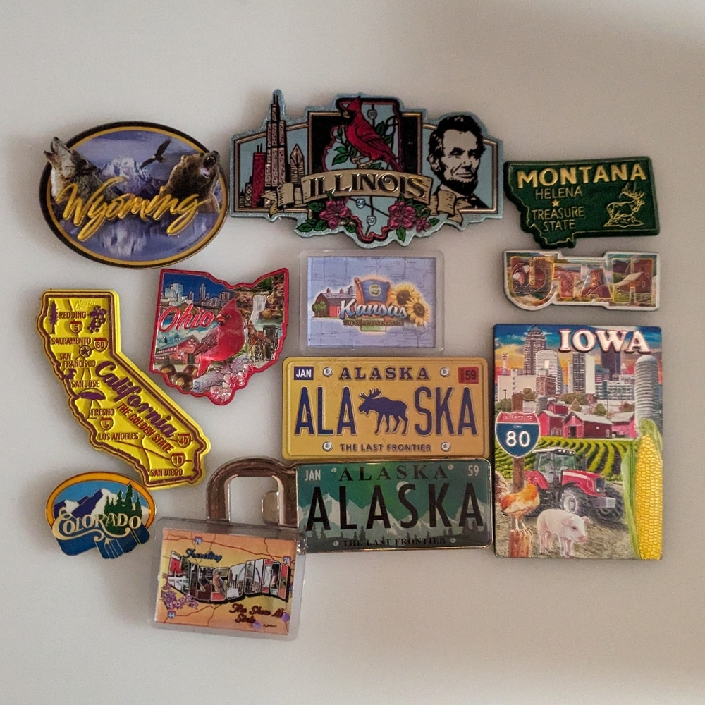 Assorted U.S. State Souvenir Magnet Set